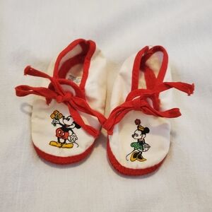 Vintage 1980s Minnie & Mickey Walt Disney Baby Booties Slipper Shoes